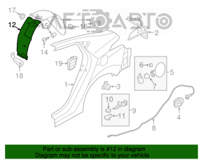 Aripa spate dreapta, partea din față, pentru Hyundai Elantra UD 11-16.