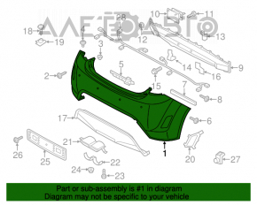 Bara spate goală Hyundai Veloster 12-17 cu senzori de parcare.