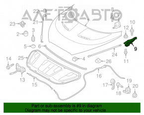 Capota stângă a capotei Hyundai Veloster 12-16