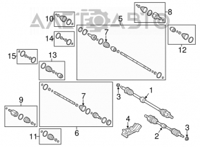 Ax cu came pentru roata din fata stanga Hyundai Veloster 12-17, cutie de viteze manuală.