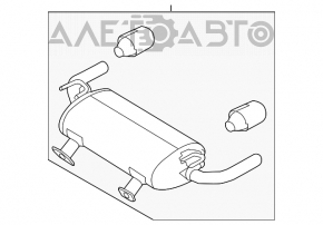 Silentiozorul din spate cu teava pentru Infiniti Q50 16- 3.0 ruginit, zdrobit