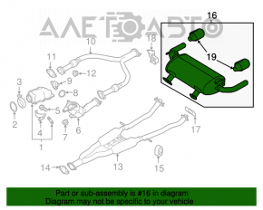 Silentiozorul din spate cu teava pentru Infiniti Q50 16- 3.0 ruginit, zdrobit