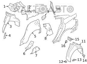 Aripa spate stânga Infiniti Q50 14-