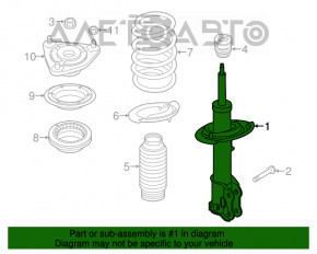 Стойка амортизатора в сборе передняя правая Kia Forte 4d 14-18, R15, R16