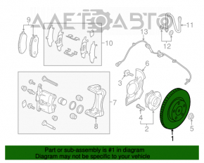 Диск тормозной передний правый Mazda 3 14-18 BM 280/25мм