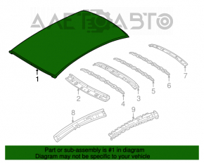 Acoperiș metalic Nissan Versa 12-19 SUA fără geam panoramic, tăiat, zdrobit.