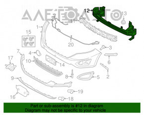 Amplificatorul de bara fata pentru Ford Edge 15-18, euro 5, nou, neoriginal, pentru carlig de remorcare.