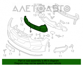 Grila inferioară a bara frontală Hyundai Veloster 12-17 sub PTF.