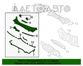 Grila stergatoarelor din plastic Hyundai Veloster 12-17