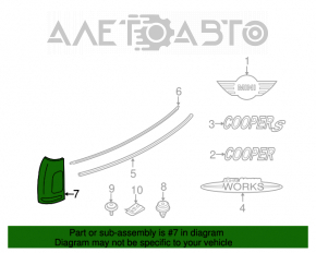 Capacul de lanterna al usii din dreapta a portbagajului Mini Cooper Clubman R55 07-14 negru.