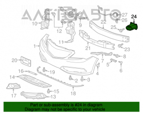 Colțul amplificatorului de bara frontală dreapta pentru Acura ILX 13-15 pre-restilizare