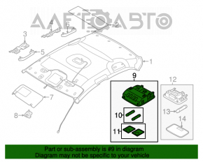 Plafonul de iluminare frontal pentru Hyundai Elantra UD 11-13, fara plafon panoramic, argintiu.