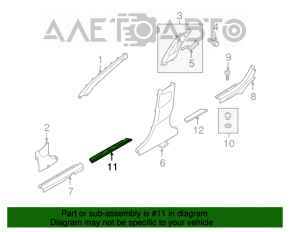 Capacul pragului din față stânga exterior Hyundai Elantra UD 11-16 negru