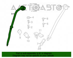 Centura de siguranță din spate dreapta pentru Mini Cooper Countryman R60 10-16, culoare neagră.