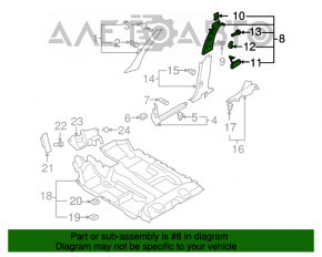 Capacul stâlpului central, curea superioară dreapta VW Tiguan 09-17 bej, zgârieturi