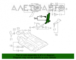 Capacul stâlpului central dreapta jos VW Tiguan 09-17 bej, tip 2, zgârieturi