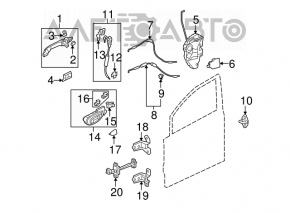 Blocarea ușii din față dreapta a Honda Civic 4d 06-09