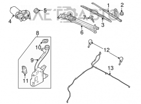 Frânghie de ștergător dreapta Honda Civic 4d 06-09