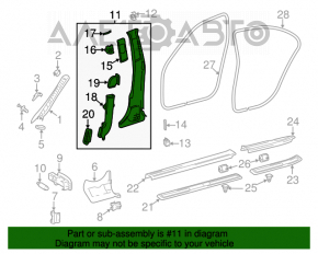 Capacul stâlpului central dreapta Mercedes W211 gri.