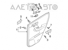 Capacul ușii, cartela din spate, stânga, neagră, Nissan Murano z50 03-08.