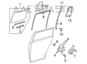 Geamul ușii din spate stânga Toyota Highlander 08-13