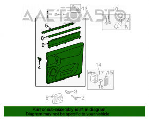 Capacul ușii, cartela din spate, stânga, Toyota Sienna 04-10