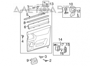 Capacul ușii, cartela din spate, stânga, Toyota Sienna 04-10