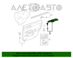 Controlul geamului electric din spatele stânga al Toyota Avalon 05-12