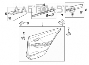 Capacul usii cardul din spate dreapta Toyota Camry v50 12-14 SUA gri, cotiera gri.