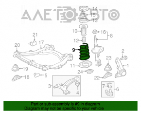 Arcul de suspensie din față dreapta pentru Toyota Camry V50 12-14 SUA LE, rigiditatea galben-albastru.