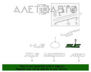 Emblema capacului portbagajului Toyota Camry v50 12-14 SUA