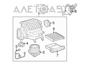 Corpul ventilatorului este gol, partea dreaptă a modelului Lexus RX400h 04-09.