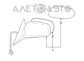 Зеркальный элемент правый Subaru Forester, Impreza 98-08