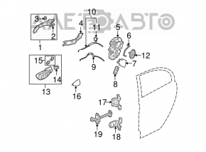 Buclele ușii din spate dreapta superioară pentru Honda Civic 4d 06-09.