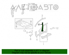 Bara centrală dreapta a caroseriei Honda Civic 4d 06-09, verde.