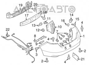 Absorbantul de șocuri al barei spate pentru Mazda6 09-13 are rupturi la fixare, crăpături.