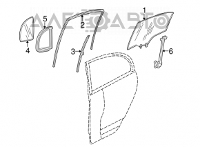 Geam ghidaj ușă spate stânga Honda Civic 4d 06-09