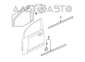 Moldură ușă-sticlă față dreapta centrală Honda Civic 4d 06-09