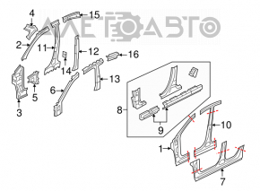 Bara caroserie centrală dreapta Mazda3 03-08 a fost tăiată