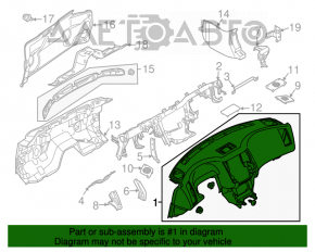 Panoul frontal al torpilei fără AIRBAG Infiniti FX35 FX45 03-08 gri, pentru curățare.