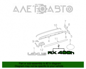 Emblema cu inscripția RX400h spatele Lexus RX400h 06-08 tip 1