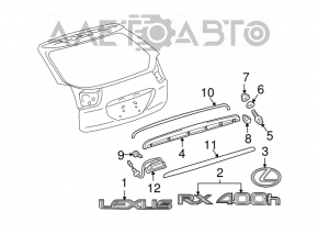 Emblema cu inscripția RX400h spatele Lexus RX400h 06-08 tip 1