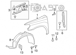 Garnitură aripă ușă - aripă dreapta Toyota Highlander 08-13