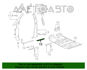 Capacul pragului din spate stânga interior pentru Lexus RX300 98-03