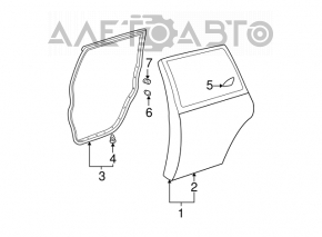 Ușa goală din spate dreapta pentru Toyota Highlander 01-07.