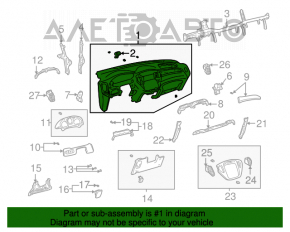 Panoul frontal al torpilei fără AIRBAG Toyota Highlander 01-07