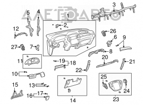 Panoul frontal al torpilei fără AIRBAG Toyota Highlander 01-07