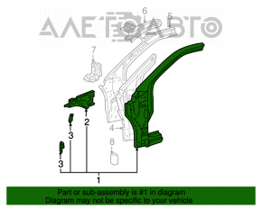 Partea din față dreapta a unui Toyota Highlander 01-07 fără grilă.