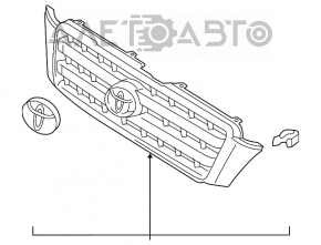 Grila radiatorului Toyota Highlander 01-07 este ruptă, suporturile sunt rupte, cromul este decolorat.