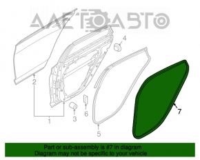 Garnitura de etanșare a cadrului ușii din spate dreapta pentru Hyundai Sonata 15-19 este ruptă.